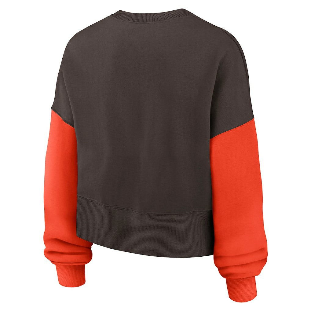 Women's Oversized Color-Block Pullover Sweatshirt - Cleveland Browns Pullover