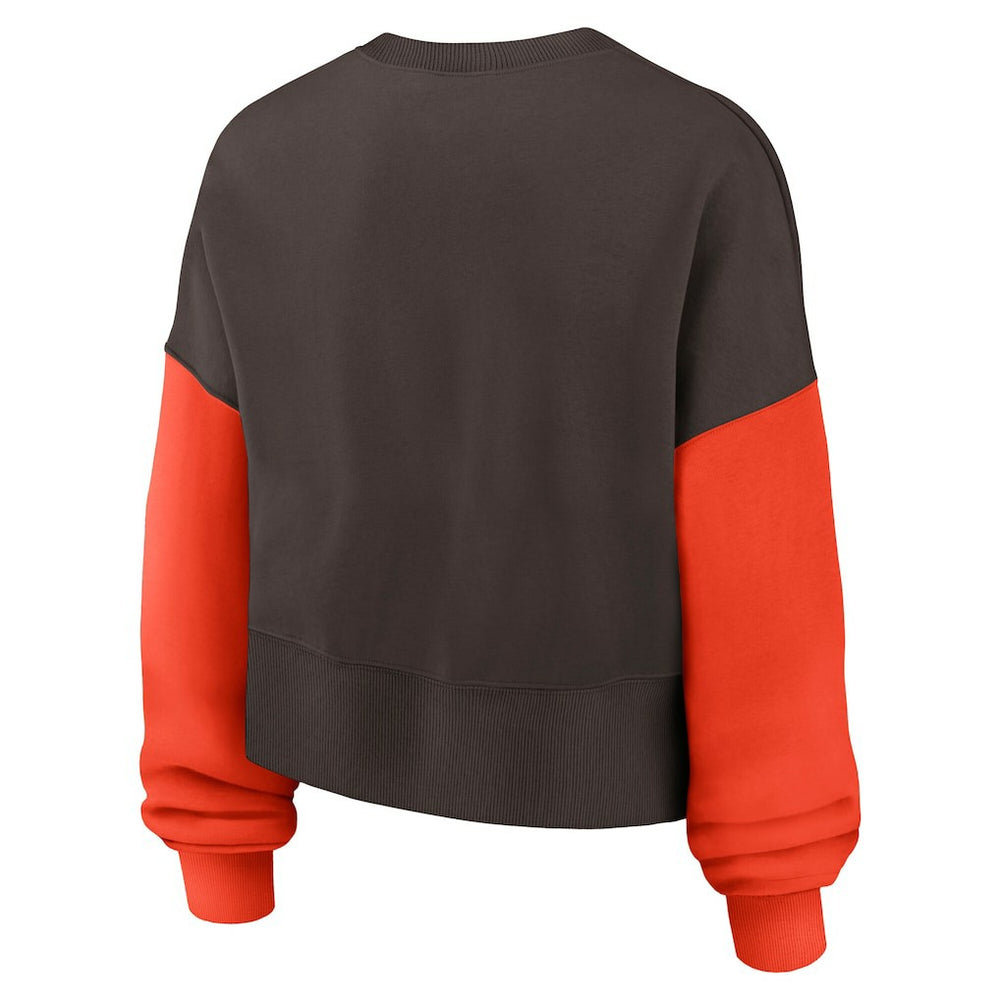 Women's Oversized Color-Block Pullover Sweatshirt - Cleveland Browns Pullover