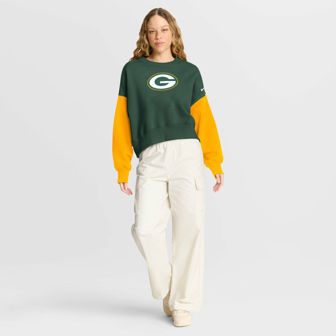 Women's Oversized Color-Block Pullover Sweatshirt - Green Bay Packers Pullover