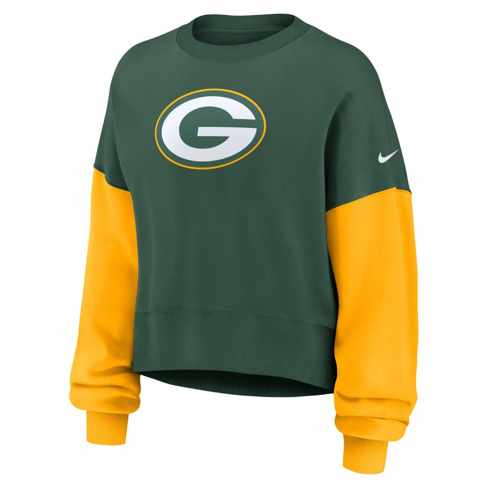 Women's Oversized Color-Block Pullover Sweatshirt - Green Bay Packers Pullover