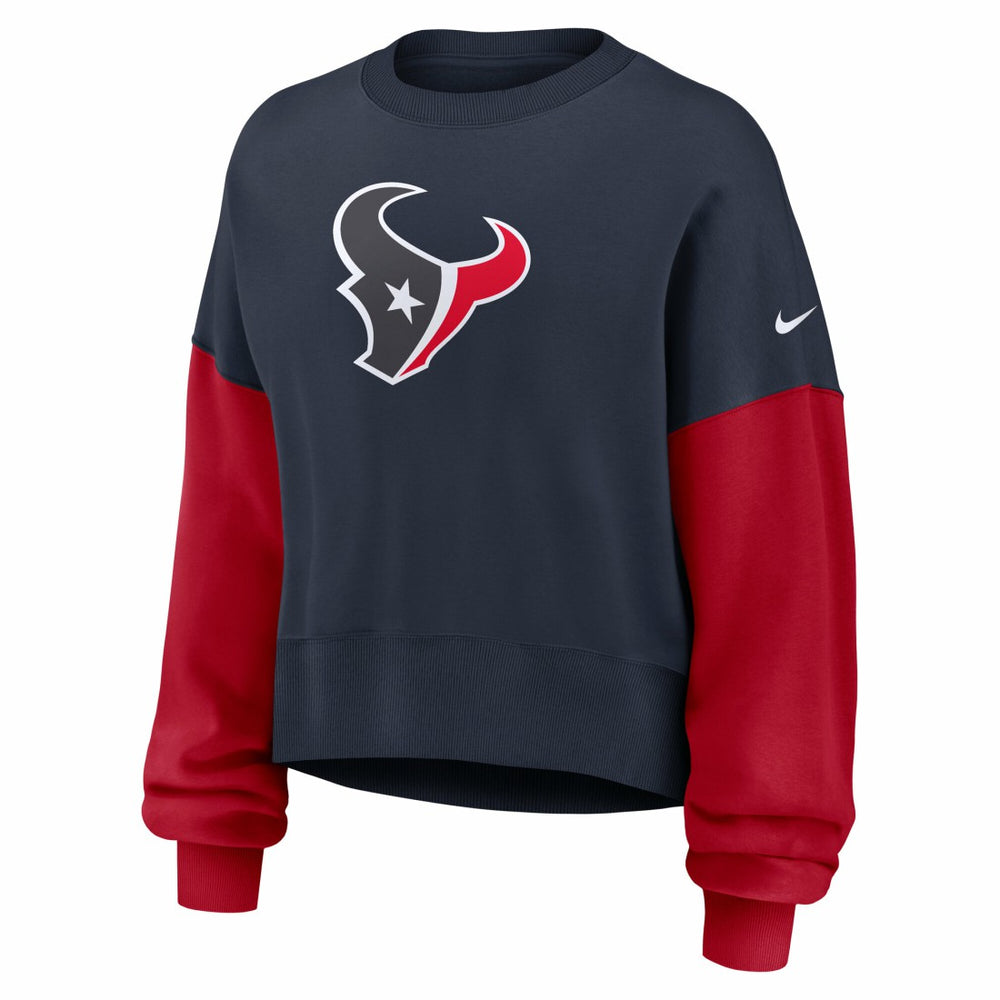 Women's Oversized Color-Block Pullover Sweatshirt - Houston Texans Pullover