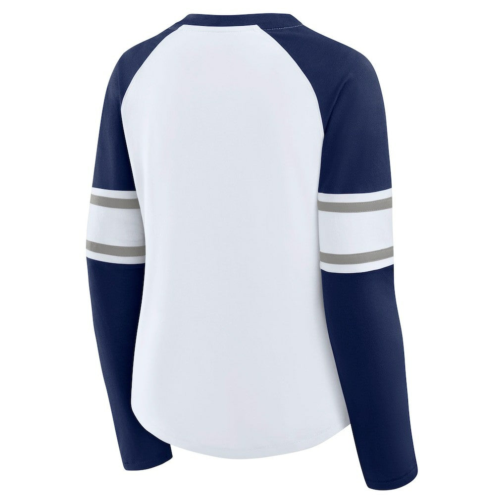 Women's Redzone Blitz Package Raglan Lace-Up V-Neck Long Sleeve T-Shirt - Dallas Cowboys T-shirts