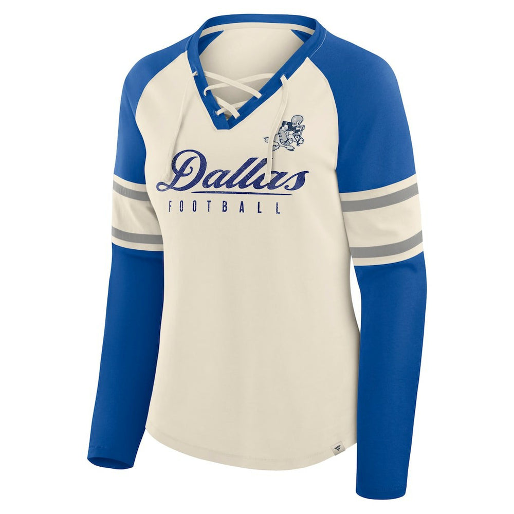 Women's Hometown Gridiron Hero Raglan Lace-Up V-Neck Long Sleeve T-Shirt - Dallas Cowboys T-shirts