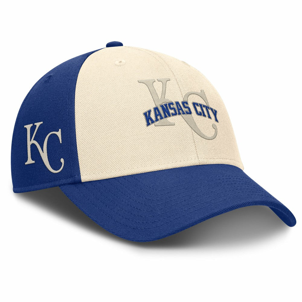 Royal/Natural Kansas City Royals Nike Statement Club Performance Adjustable Hat
