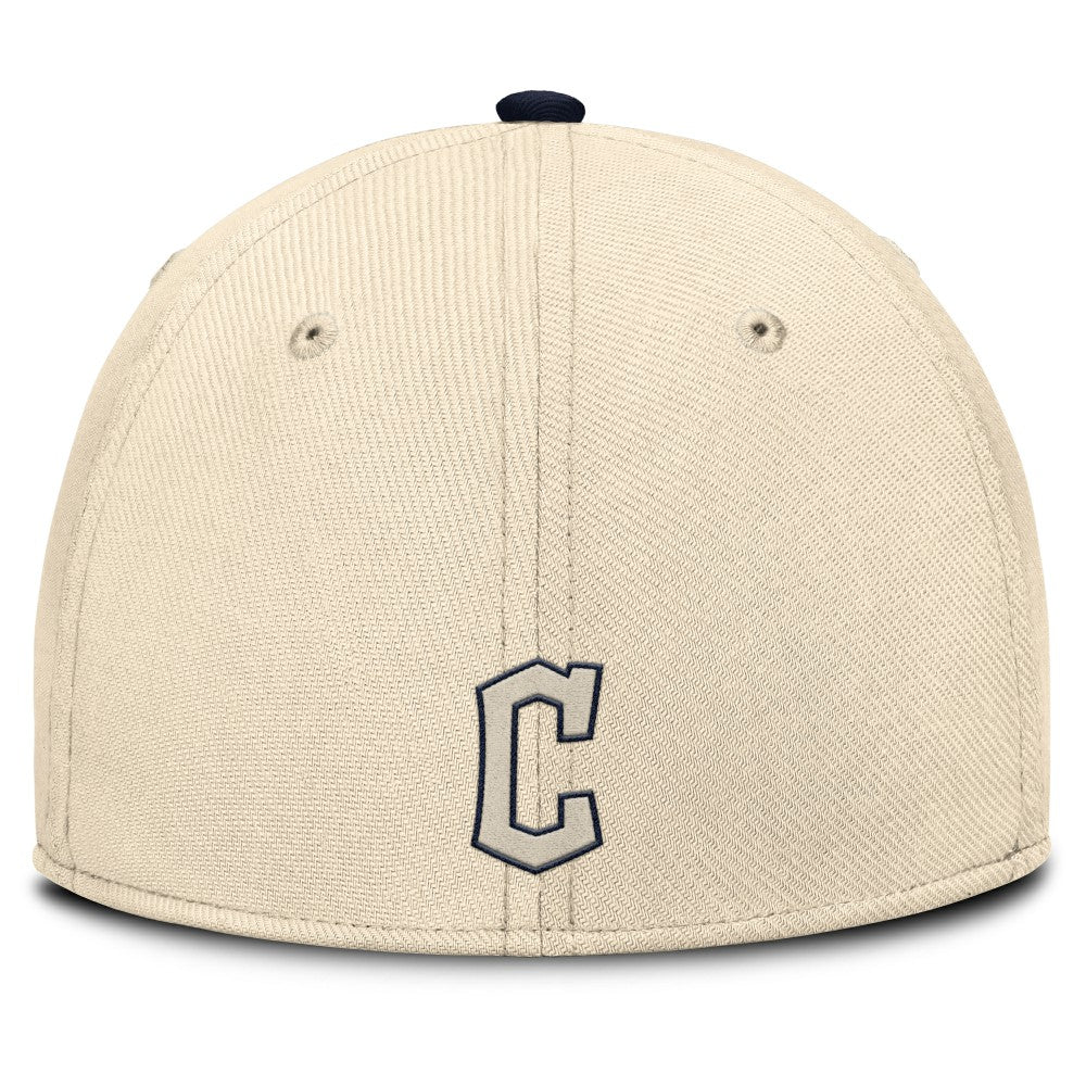Natural/Navy Cleveland Guardians Nike Statement Rise Performance Flex Hat