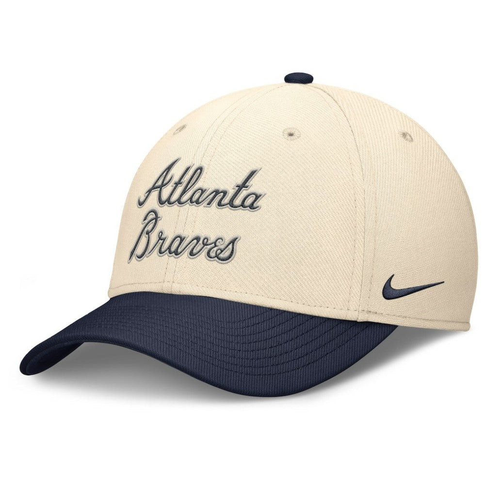 Natural/Navy Atlanta Braves Nike Statement Rise Performance Flex Hat