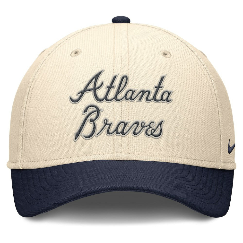 Natural/Navy Atlanta Braves Nike Statement Rise Performance Flex Hat