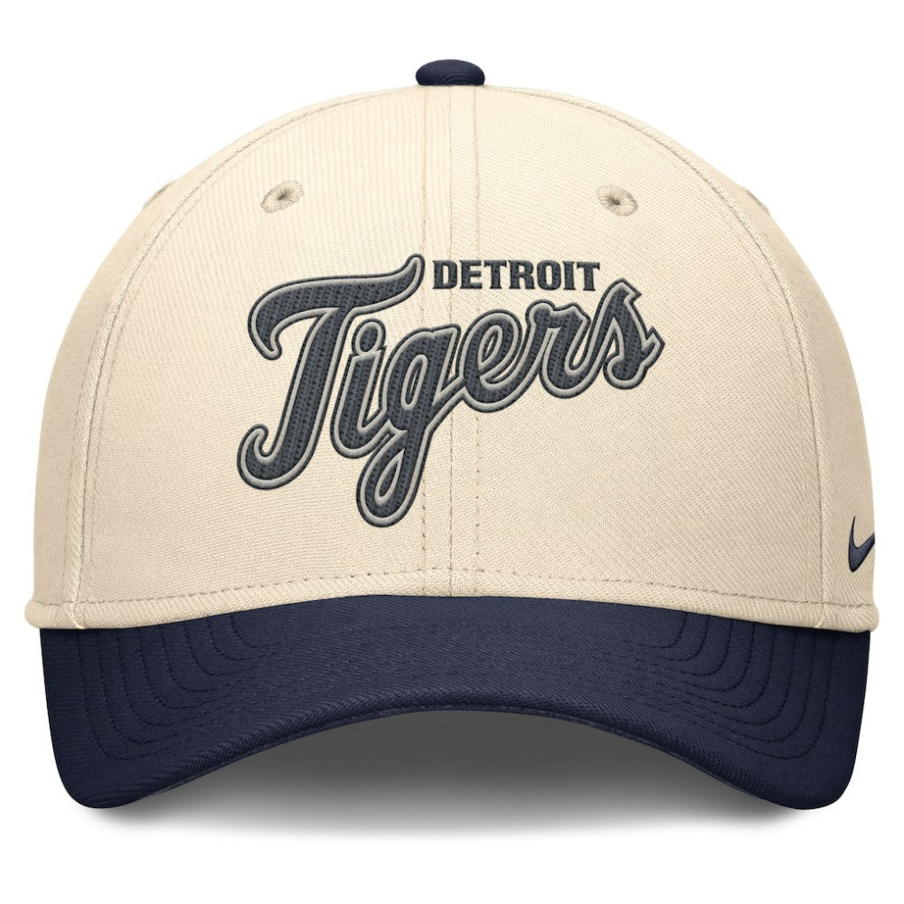 Natural/Navy Detroit Tigers Nike Statement Rise Performance Flex Hat
