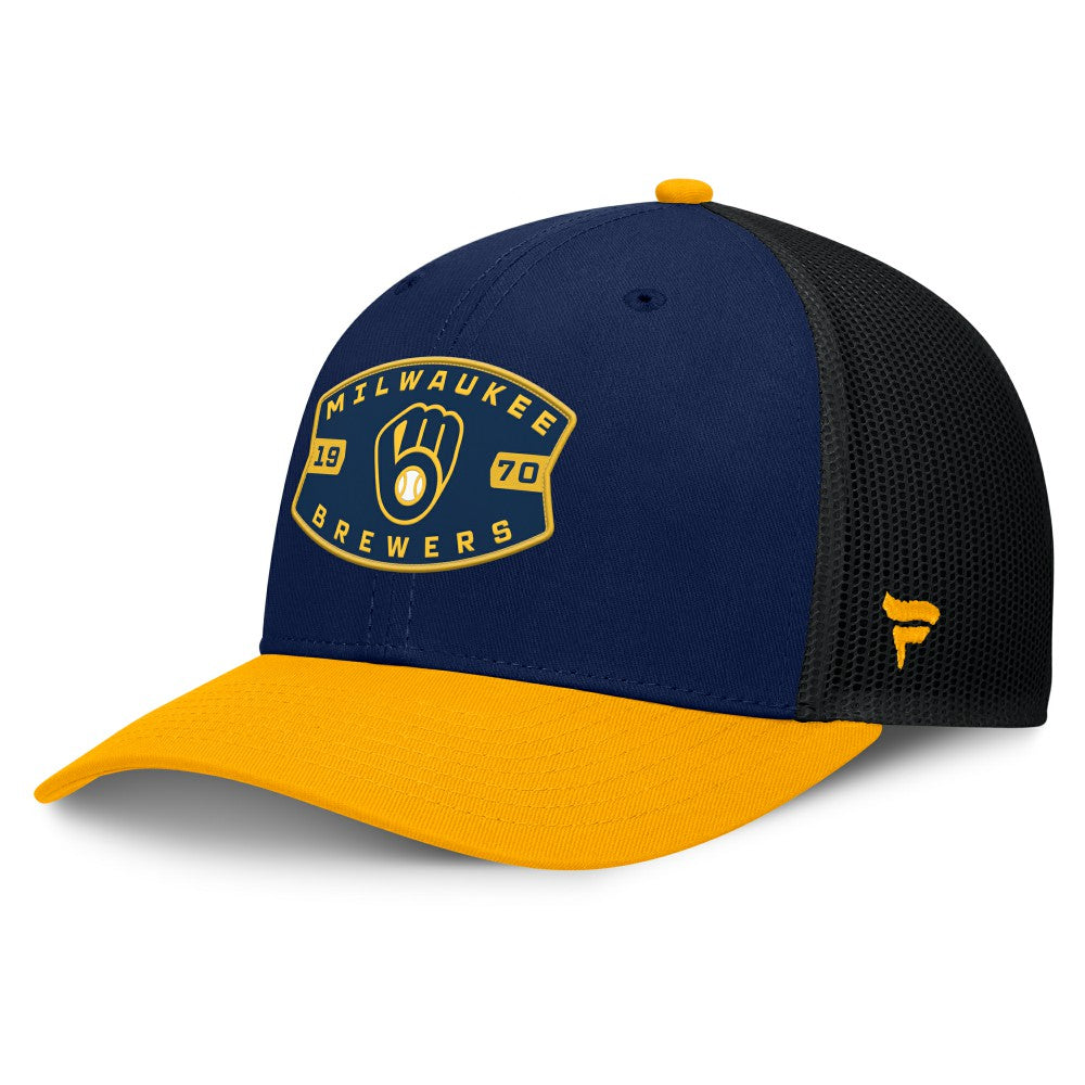 Navy/Gold Milwaukee Brewers Fanatics Cutoff Adjustable Trucker Hat