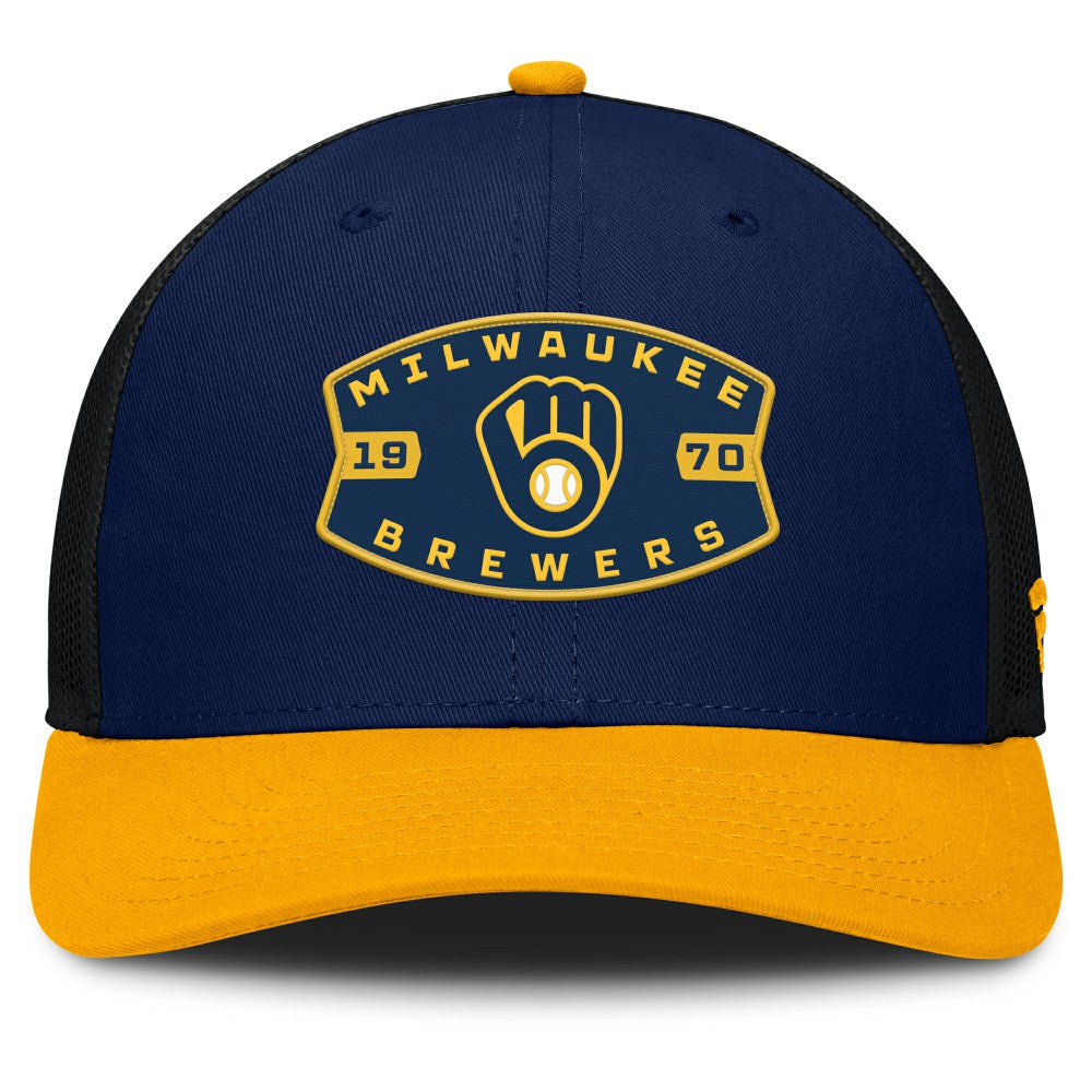 Navy/Gold Milwaukee Brewers Fanatics Cutoff Adjustable Trucker Hat