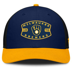 Navy/Gold Milwaukee Brewers Fanatics Cutoff Adjustable Trucker Hat