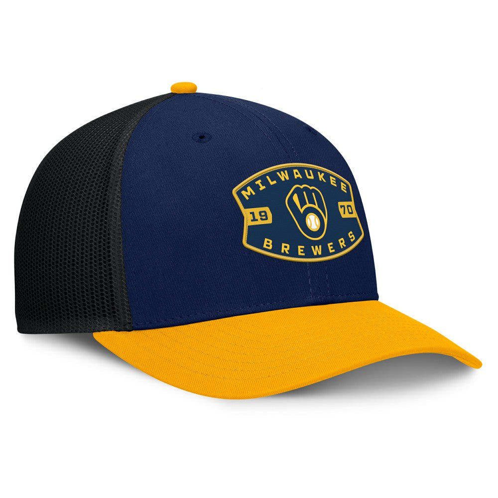 Navy/Gold Milwaukee Brewers Fanatics Cutoff Adjustable Trucker Hat