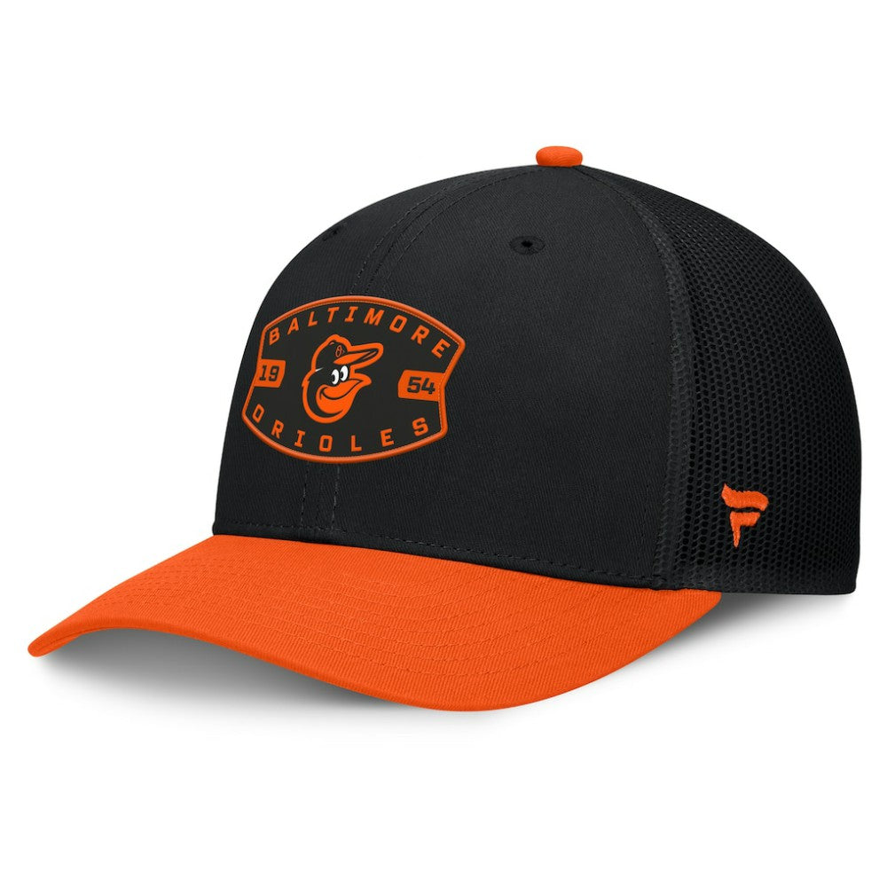 Black/Orange Baltimore Orioles Fanatics Cutoff Adjustable Trucker Hat