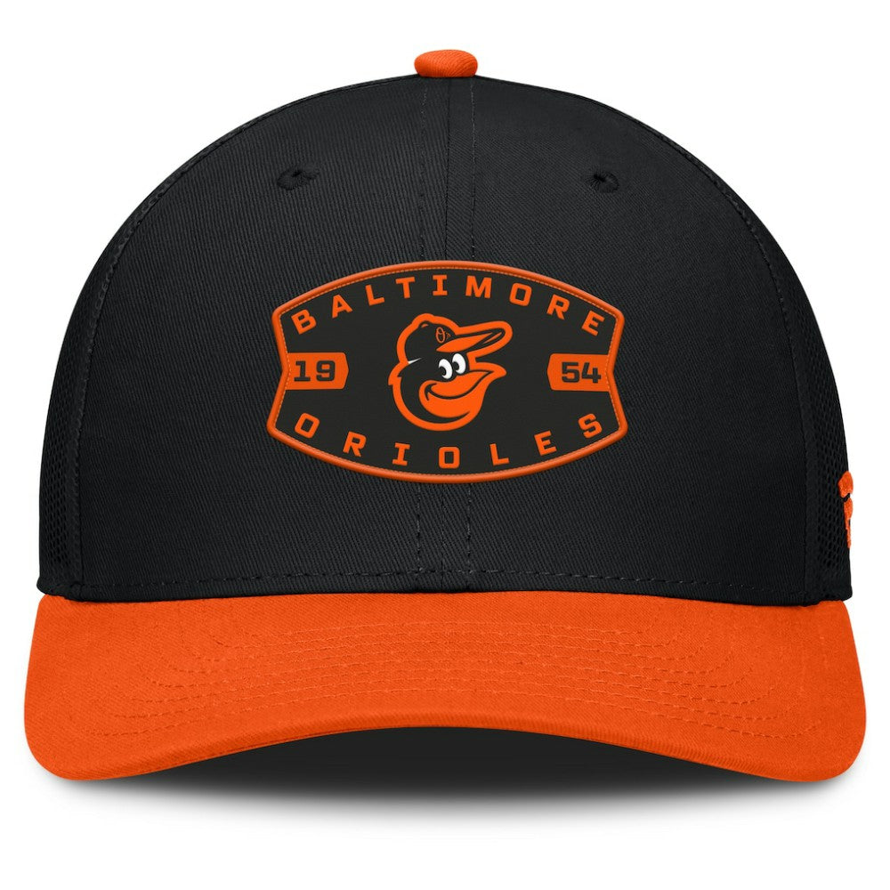 Black/Orange Baltimore Orioles Fanatics Cutoff Adjustable Trucker Hat
