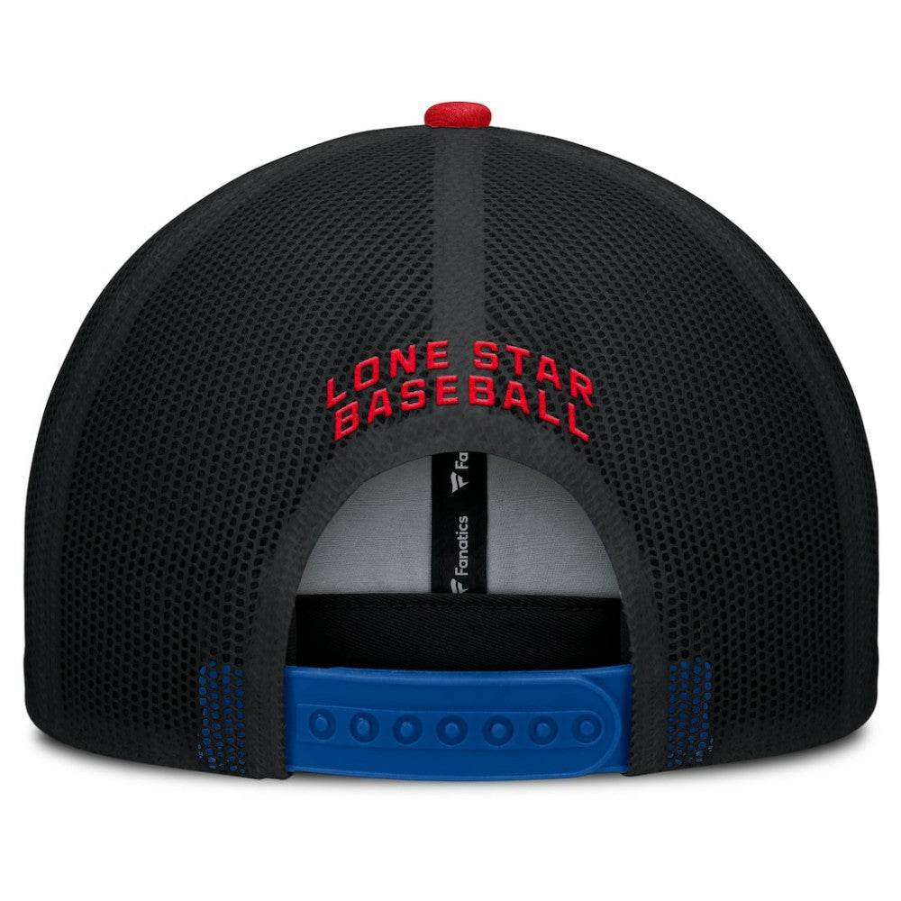 Royal/Red Texas Rangers Fanatics Cutoff Adjustable Trucker Hat