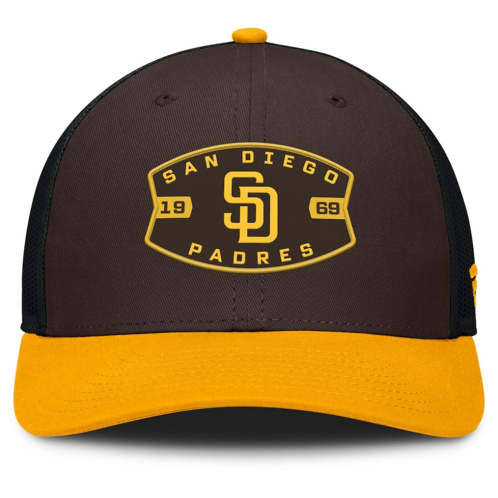 Brown/Gold San Diego Padres Fanatics Cutoff Adjustable Trucker Hat