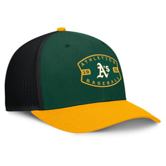 Green/Gold Athletics Fanatics Cutoff Adjustable Trucker Hat