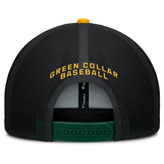 Green/Gold Athletics Fanatics Cutoff Adjustable Trucker Hat