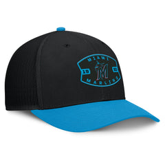 Black/Blue Miami Marlins Fanatics Cutoff Adjustable Trucker Hat