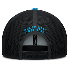 Black/Blue Miami Marlins Fanatics Cutoff Adjustable Trucker Hat