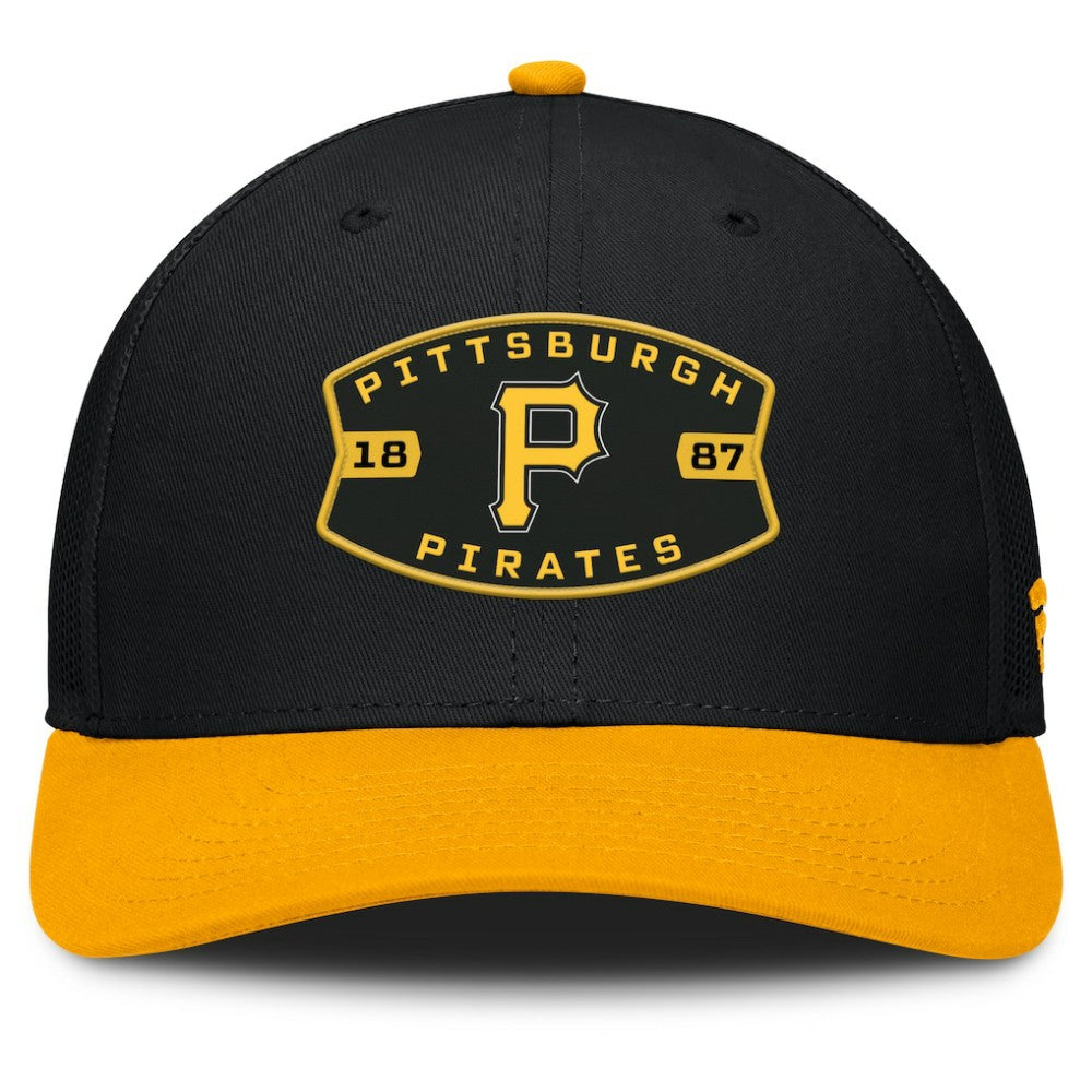 Black/Gold Pittsburgh Pirates Fanatics Cutoff Adjustable Trucker Hat