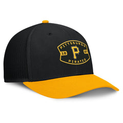 Black/Gold Pittsburgh Pirates Fanatics Cutoff Adjustable Trucker Hat