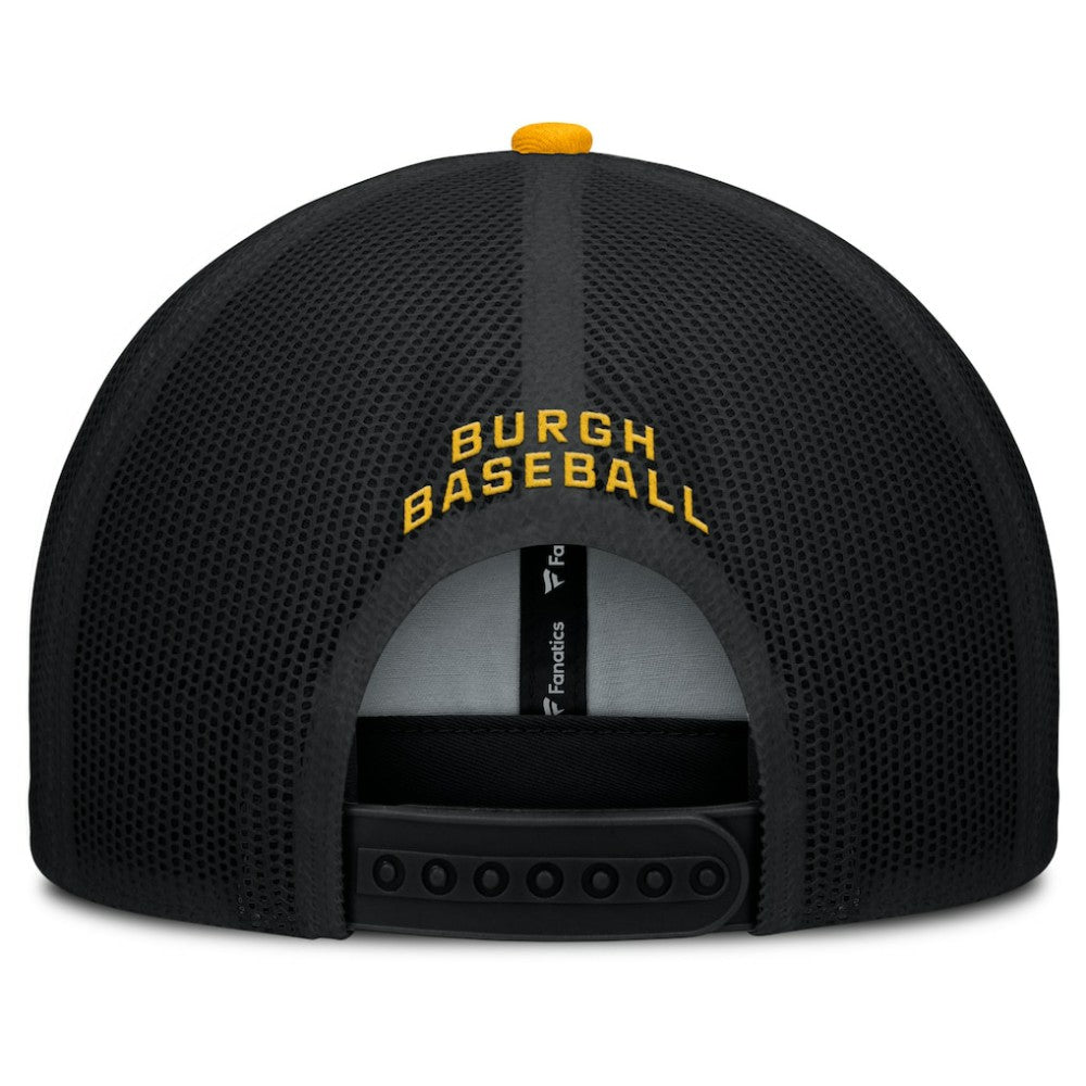 Black/Gold Pittsburgh Pirates Fanatics Cutoff Adjustable Trucker Hat