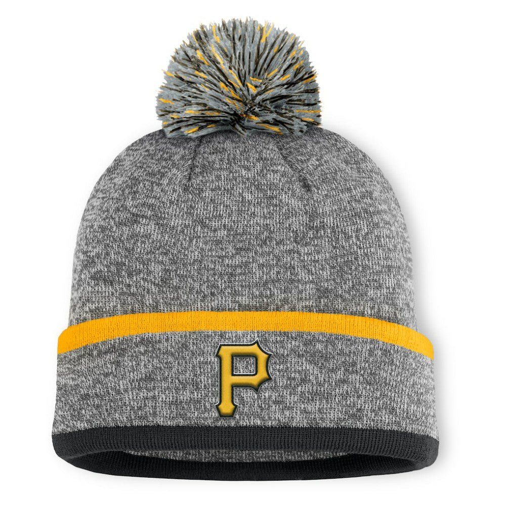Heather Gray Pittsburgh Pirates Fanatics Backstop Cuffed Knit Hat with Pom