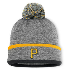 Heather Gray Pittsburgh Pirates Fanatics Backstop Cuffed Knit Hat with Pom