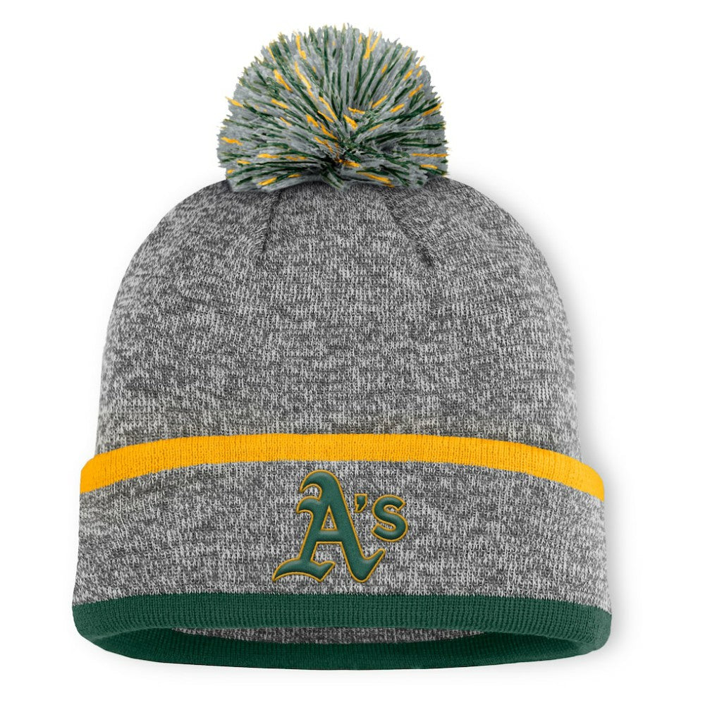 Heather Gray Athletics Fanatics Backstop Cuffed Knit Hat with Pom