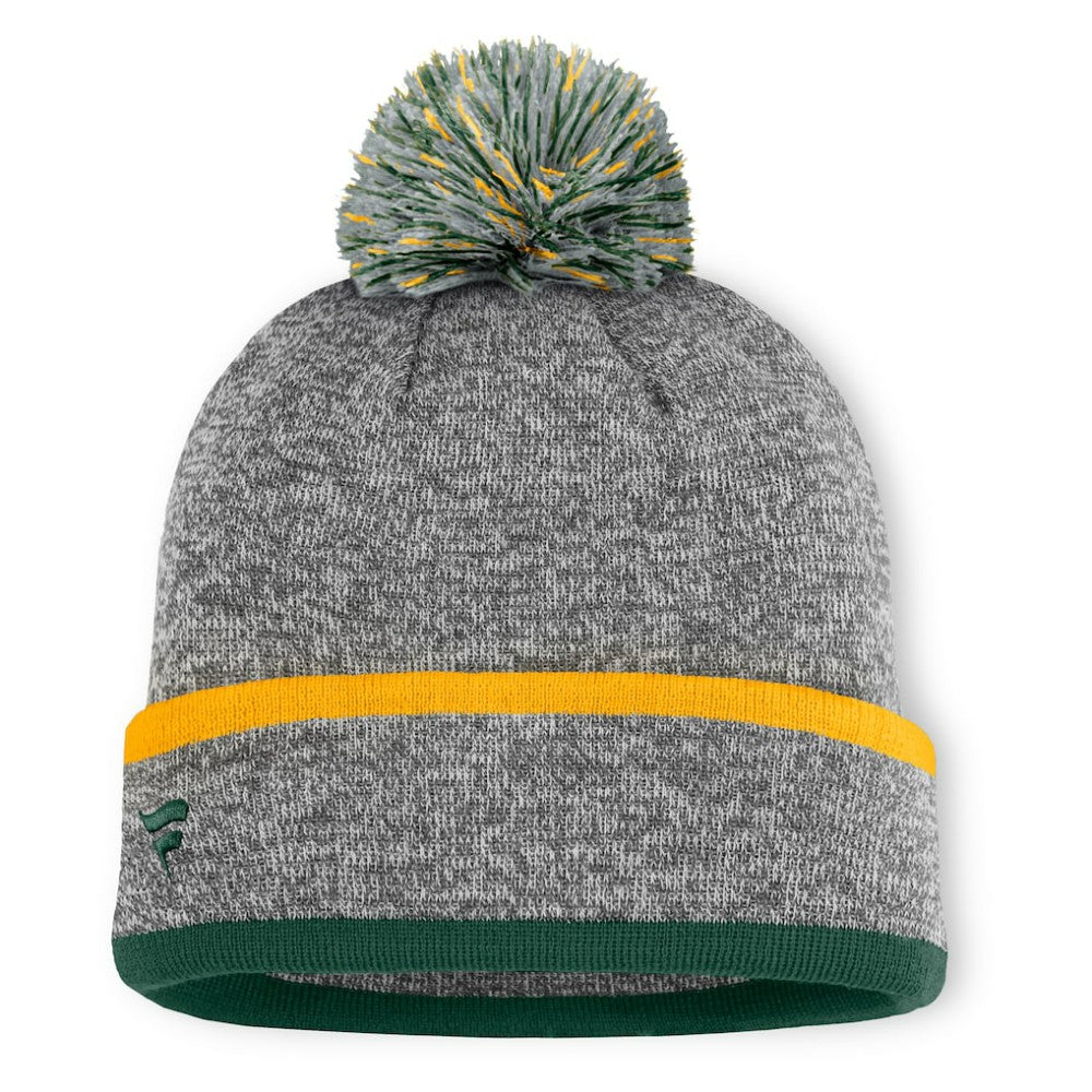 Heather Gray Athletics Fanatics Backstop Cuffed Knit Hat with Pom