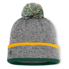 Heather Gray Athletics Fanatics Backstop Cuffed Knit Hat with Pom