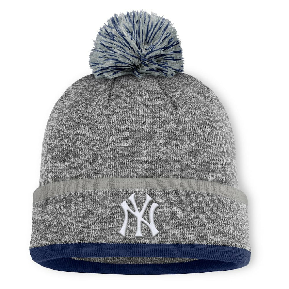 Heather Gray New York Yankees Fanatics Backstop Cuffed Knit Hat with Pom