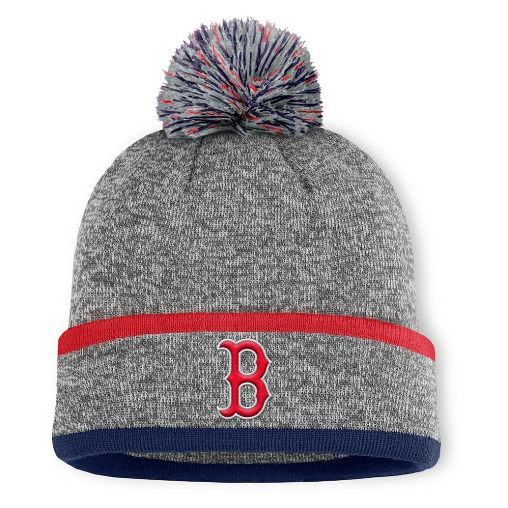 Heather Gray Boston Red Sox Fanatics Backstop Cuffed Knit Hat with Pom