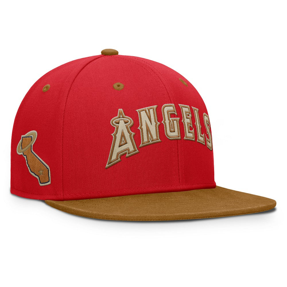 Red/Tan Los Angeles Angels Fanatics Splinter Fitted Hat
