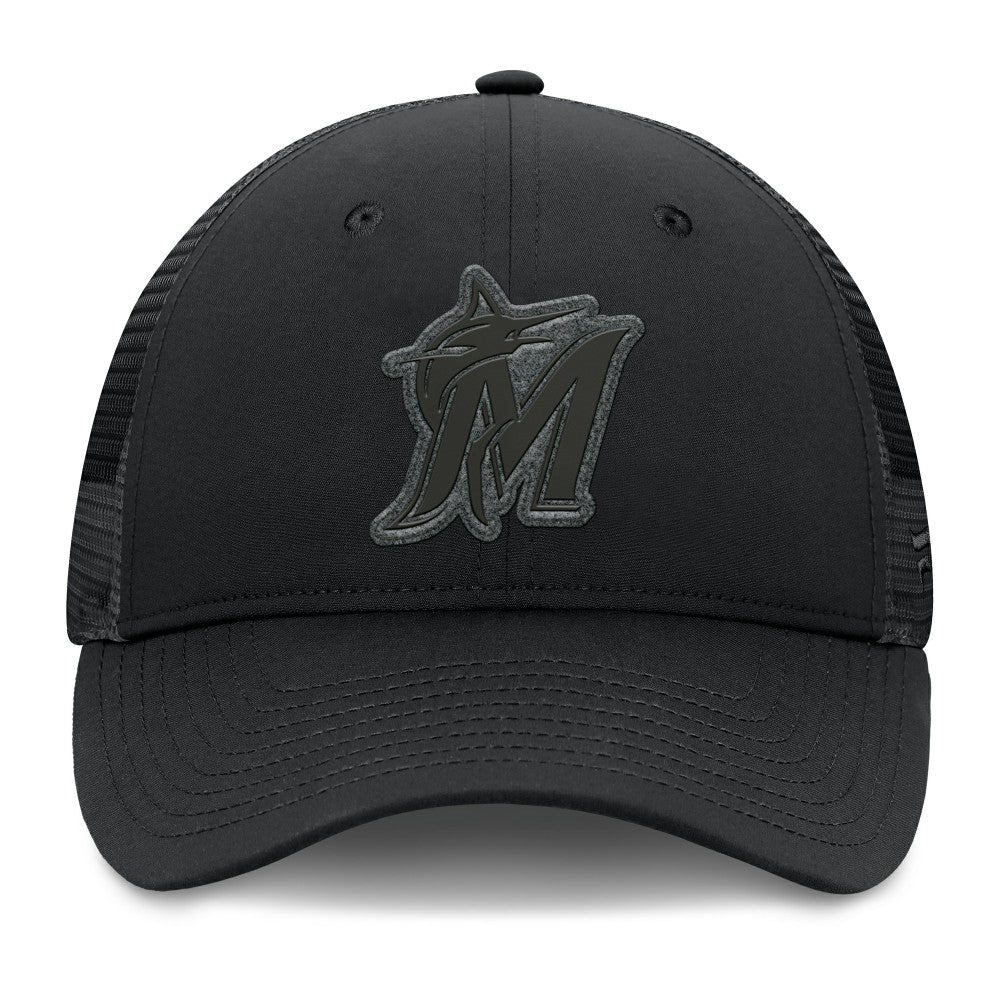Black Miami Marlins Fanatics Launch Adjustable Trucker Hat