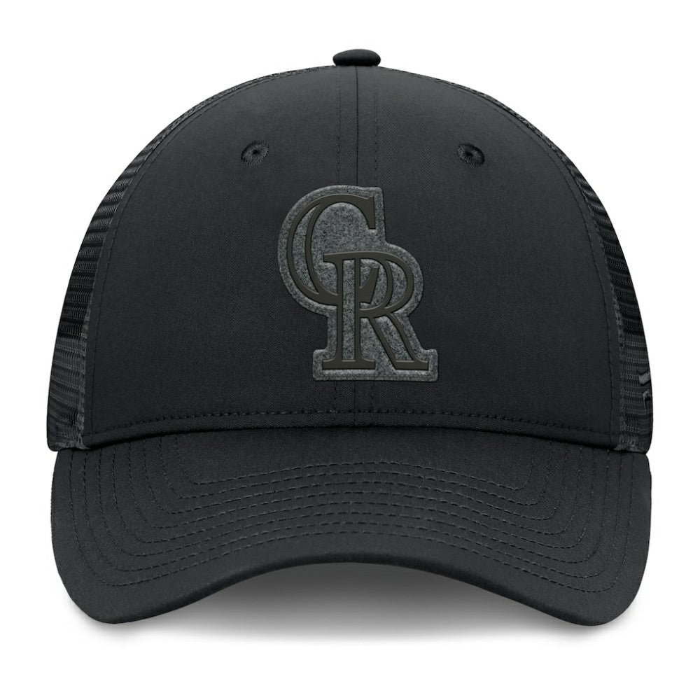 Black Colorado Rockies Fanatics Launch Adjustable Trucker Hat