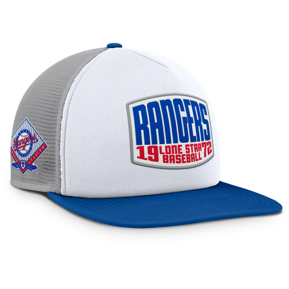 Gray/White Texas Rangers Fanatics Cranked Foam Front Patch Trucker Adjustable Hat