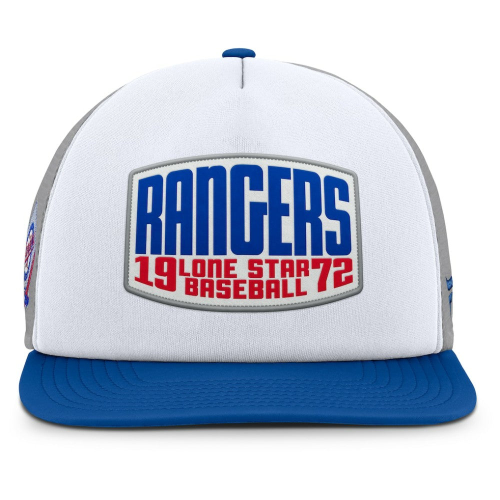 Gray/White Texas Rangers Fanatics Cranked Foam Front Patch Trucker Adjustable Hat
