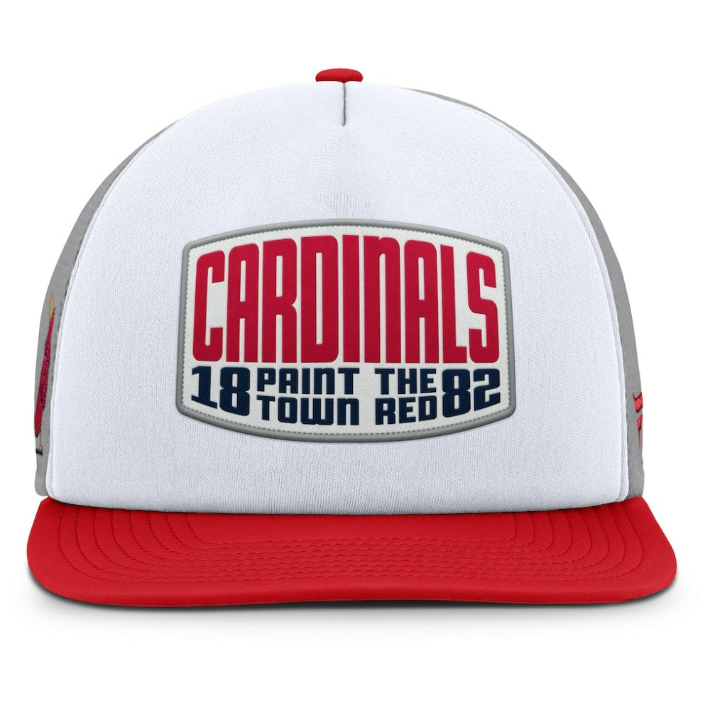 Gray/White St. Louis Cardinals Fanatics Cranked Foam Front Patch Trucker Adjustable Hat