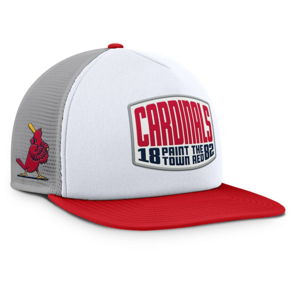 Gray/White St. Louis Cardinals Fanatics Cranked Foam Front Patch Trucker Adjustable Hat