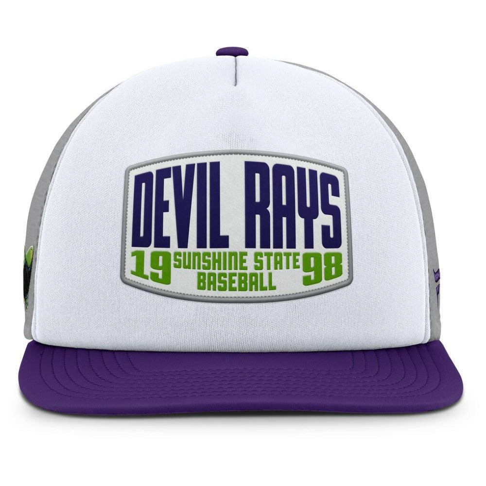 Gray/White Tampa Bay Rays Fanatics Cranked Foam Front Patch Trucker Adjustable Hat