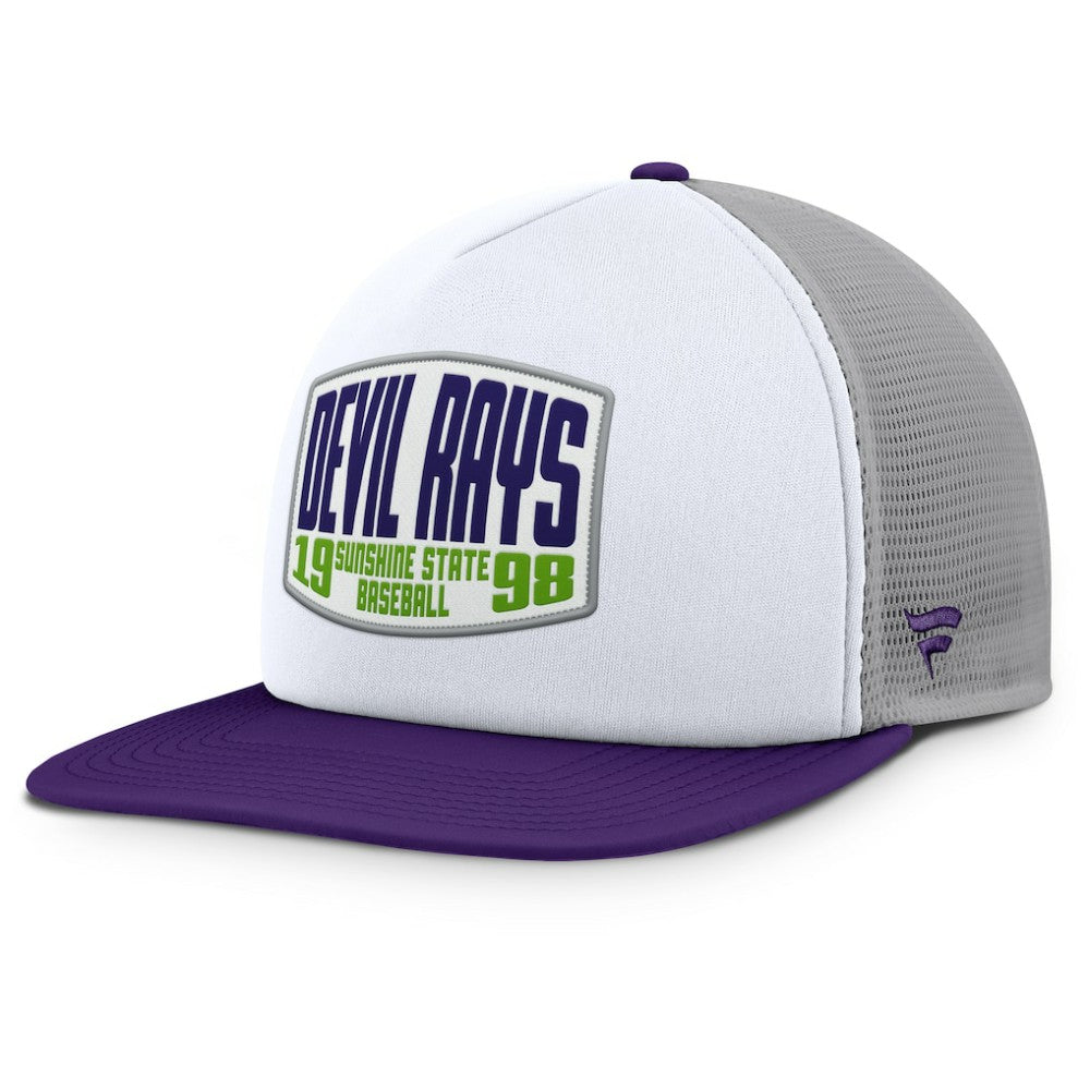 Gray/White Tampa Bay Rays Fanatics Cranked Foam Front Patch Trucker Adjustable Hat