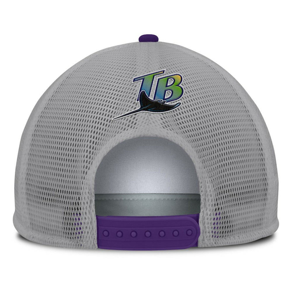 Gray/White Tampa Bay Rays Fanatics Cranked Foam Front Patch Trucker Adjustable Hat