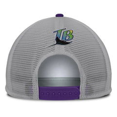 Gray/White Tampa Bay Rays Fanatics Cranked Foam Front Patch Trucker Adjustable Hat