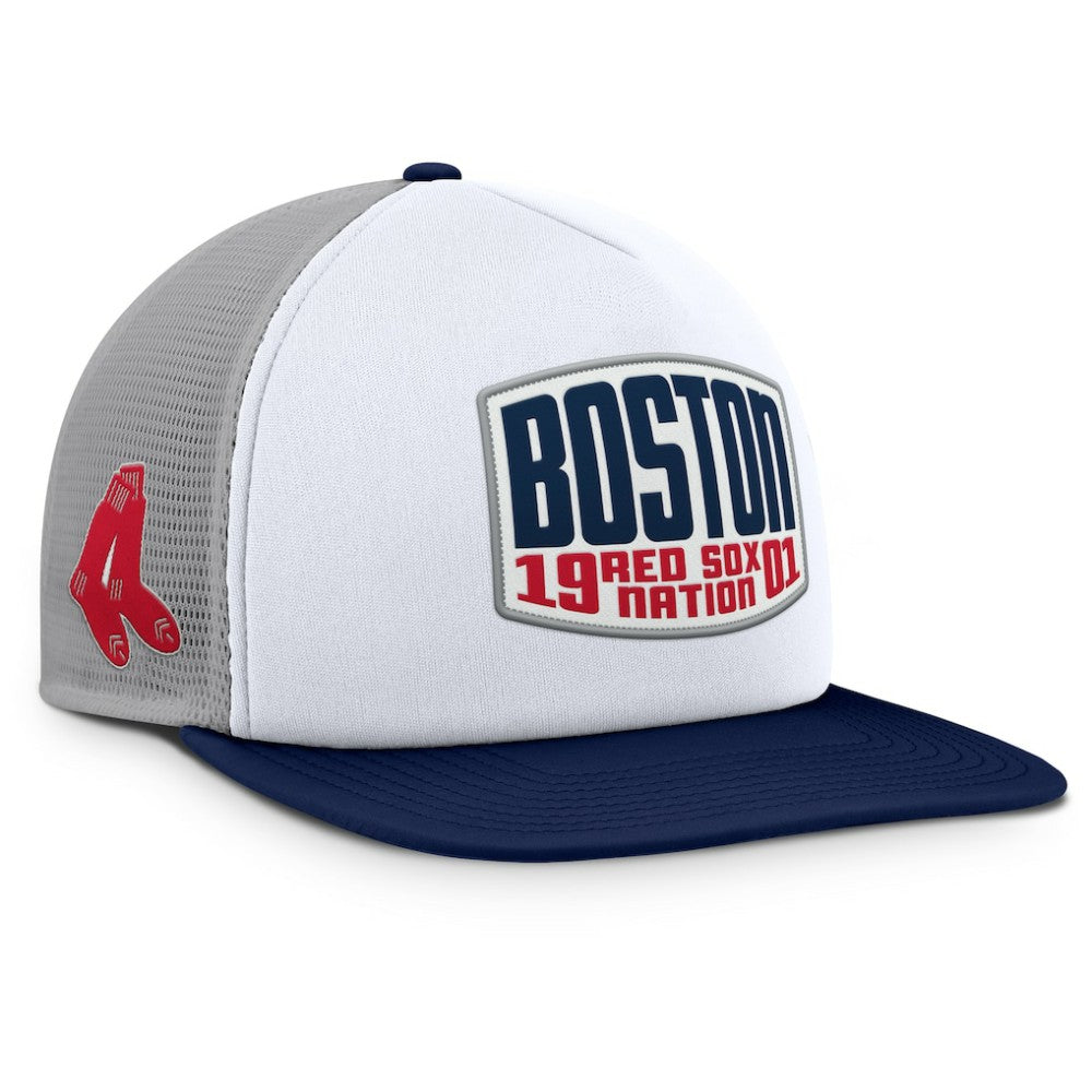 Gray/White Boston Red Sox Fanatics Cranked Foam Front Patch Trucker Adjustable Hat