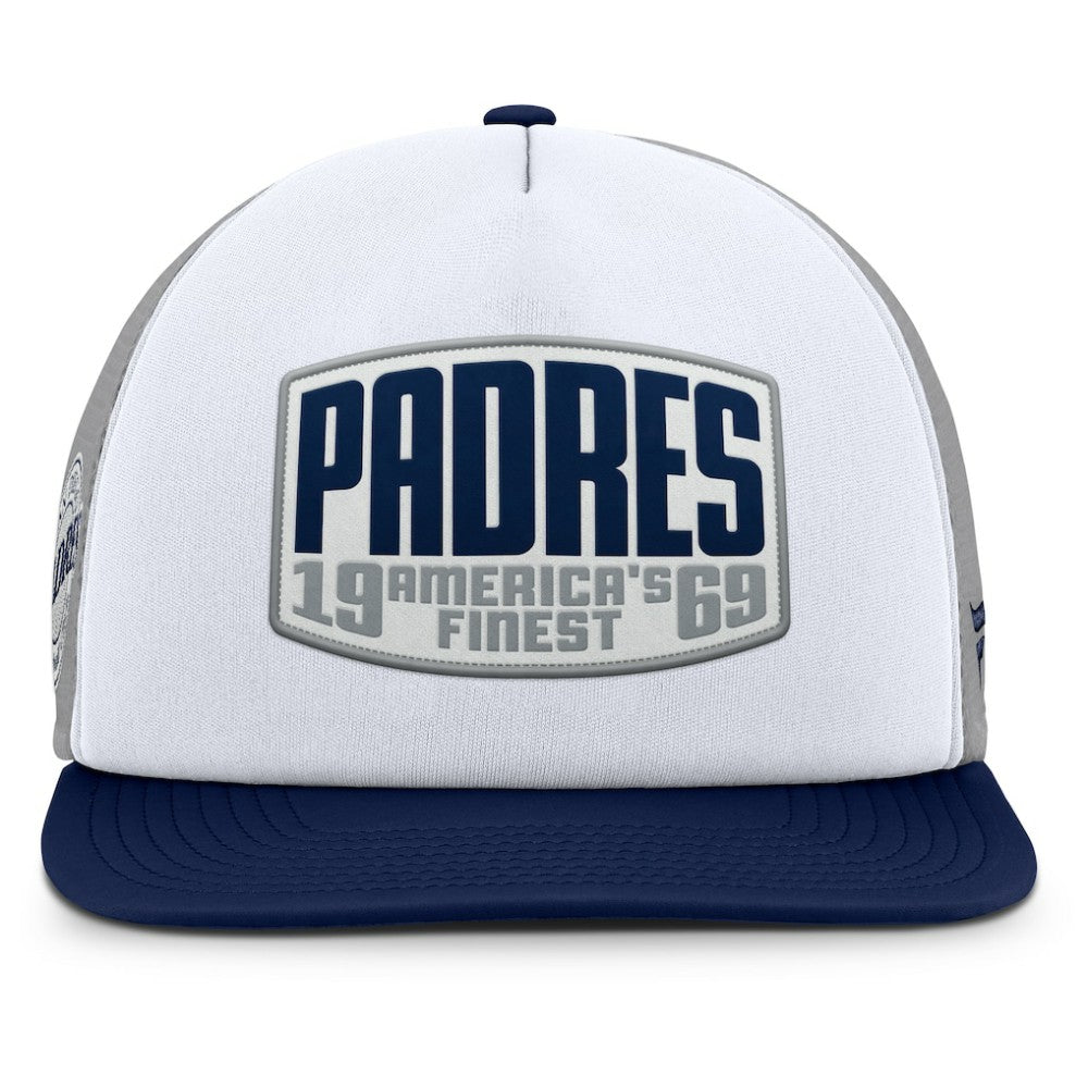 Gray/White San Diego Padres Fanatics Cranked Foam Front Patch Trucker Adjustable Hat