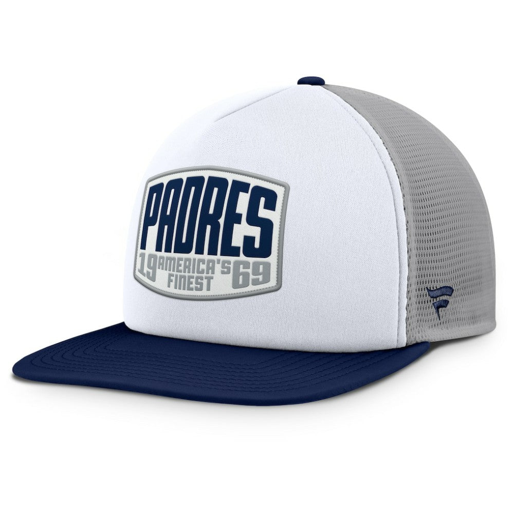 Gray/White San Diego Padres Fanatics Cranked Foam Front Patch Trucker Adjustable Hat
