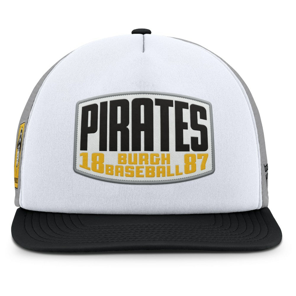 Gray/White Pittsburgh Pirates Fanatics Cranked Foam Front Patch Trucker Adjustable Hat