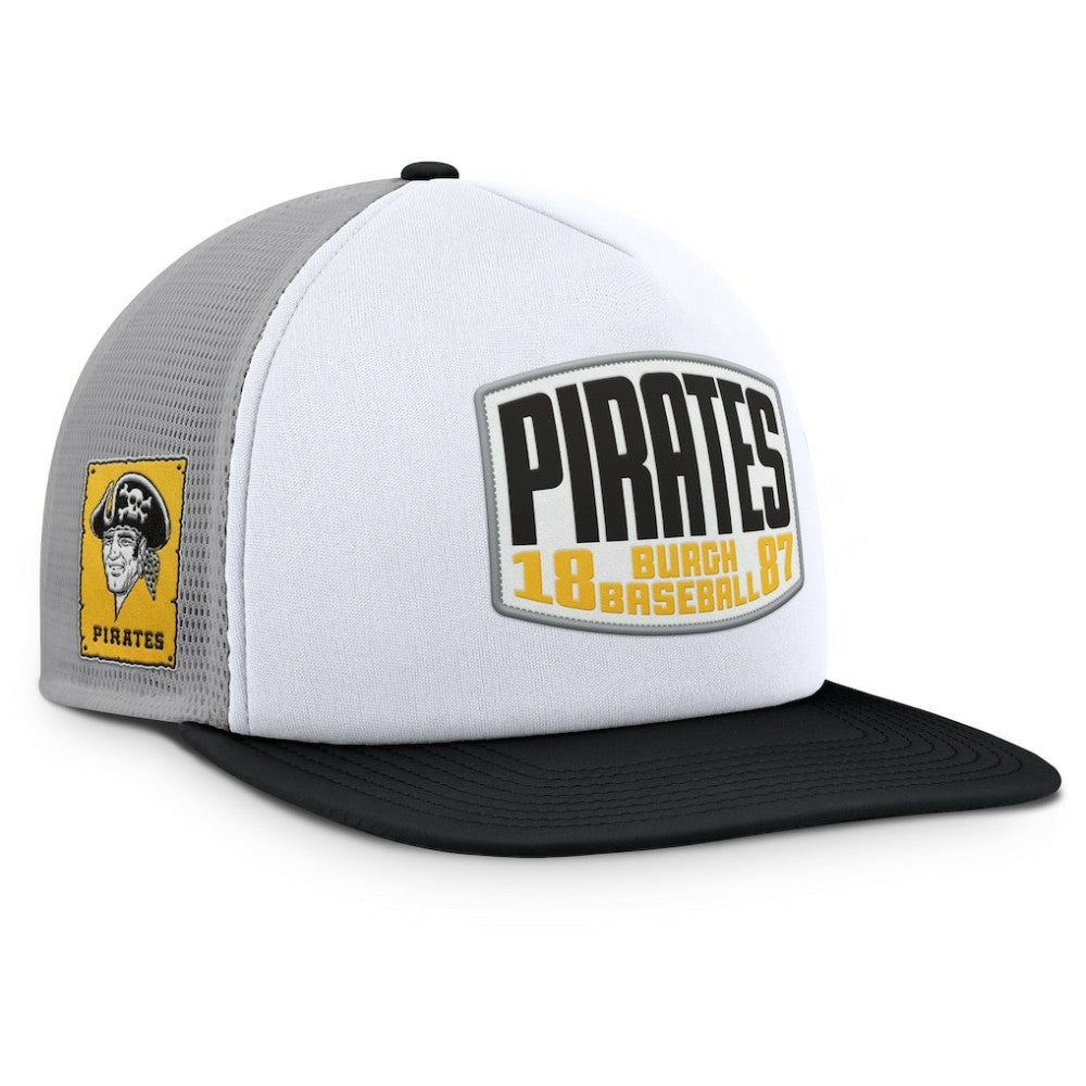 Gray/White Pittsburgh Pirates Fanatics Cranked Foam Front Patch Trucker Adjustable Hat